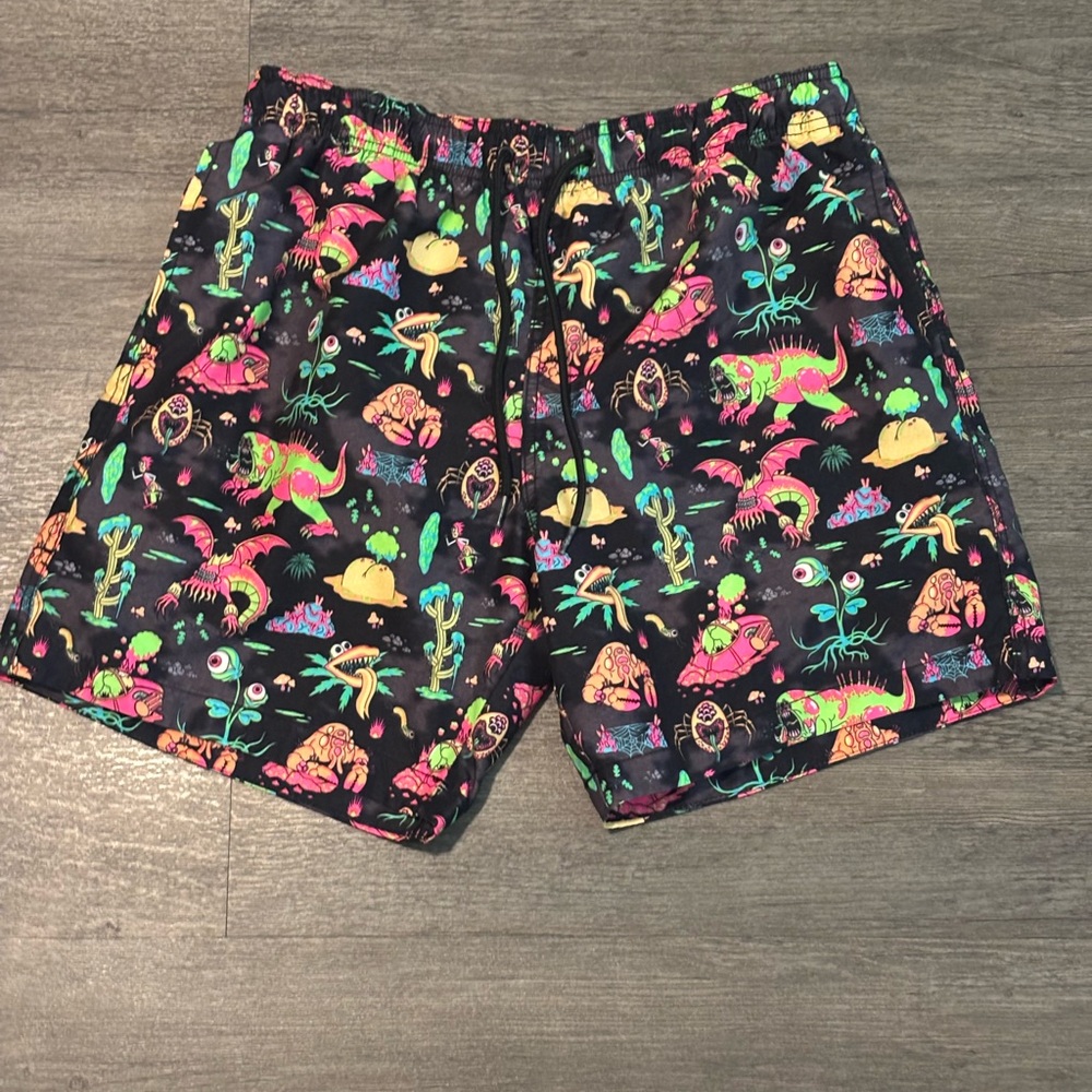 Rick & Morty H&M Black Board Shorts with Elastic Waistband Cartoon Network